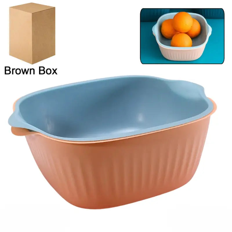 Ekom plastic kitchen washing bowl with strainer drainer basket for home use, featuring a durable design for food prep and cleaning.