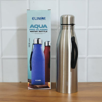 Stainless steel Wukusy 1000 ml water bottle with a sleek design and leak-proof lid, ideal for hydration on the go.