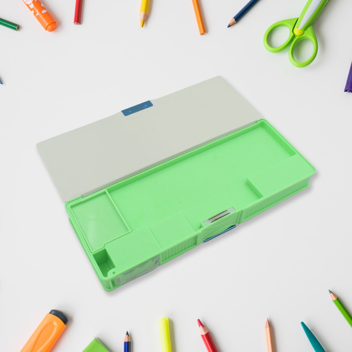 Wukusy 4251 multipurpose cartoon printed pencil case with two compartments, ideal for school supplies and kids' organization.