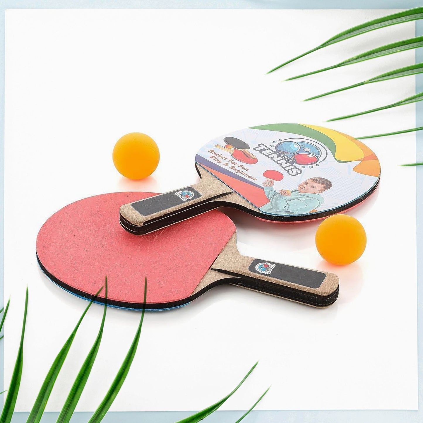 Wukusy Portable Wiff Waff Rebound Table Tennis Trainer Set with paddle, net, and training accessories on a table surface.
