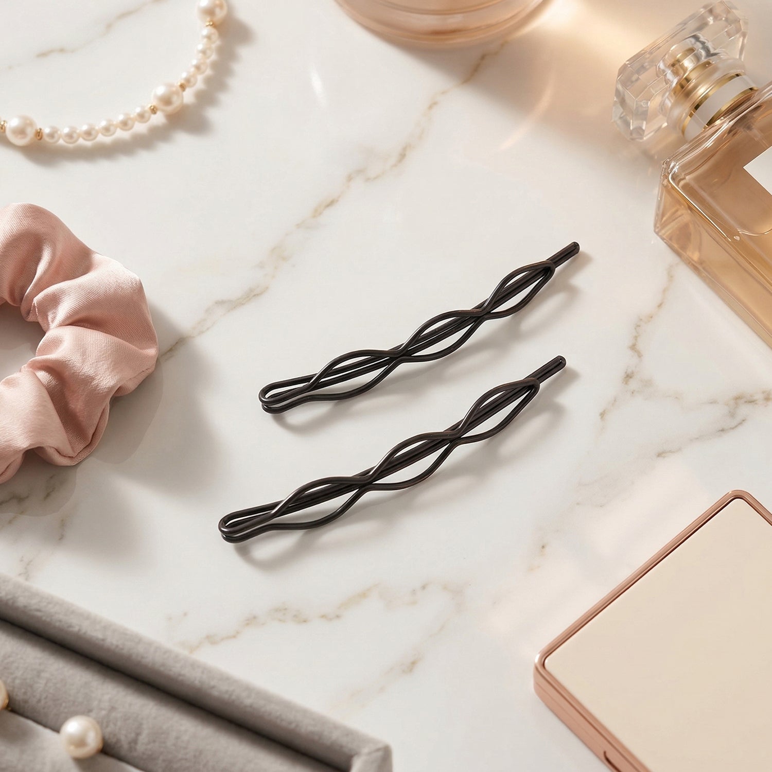 Wukusy multipurpose hair styling accessories set with hair clips, elastics, and pins for versatile hair styling options