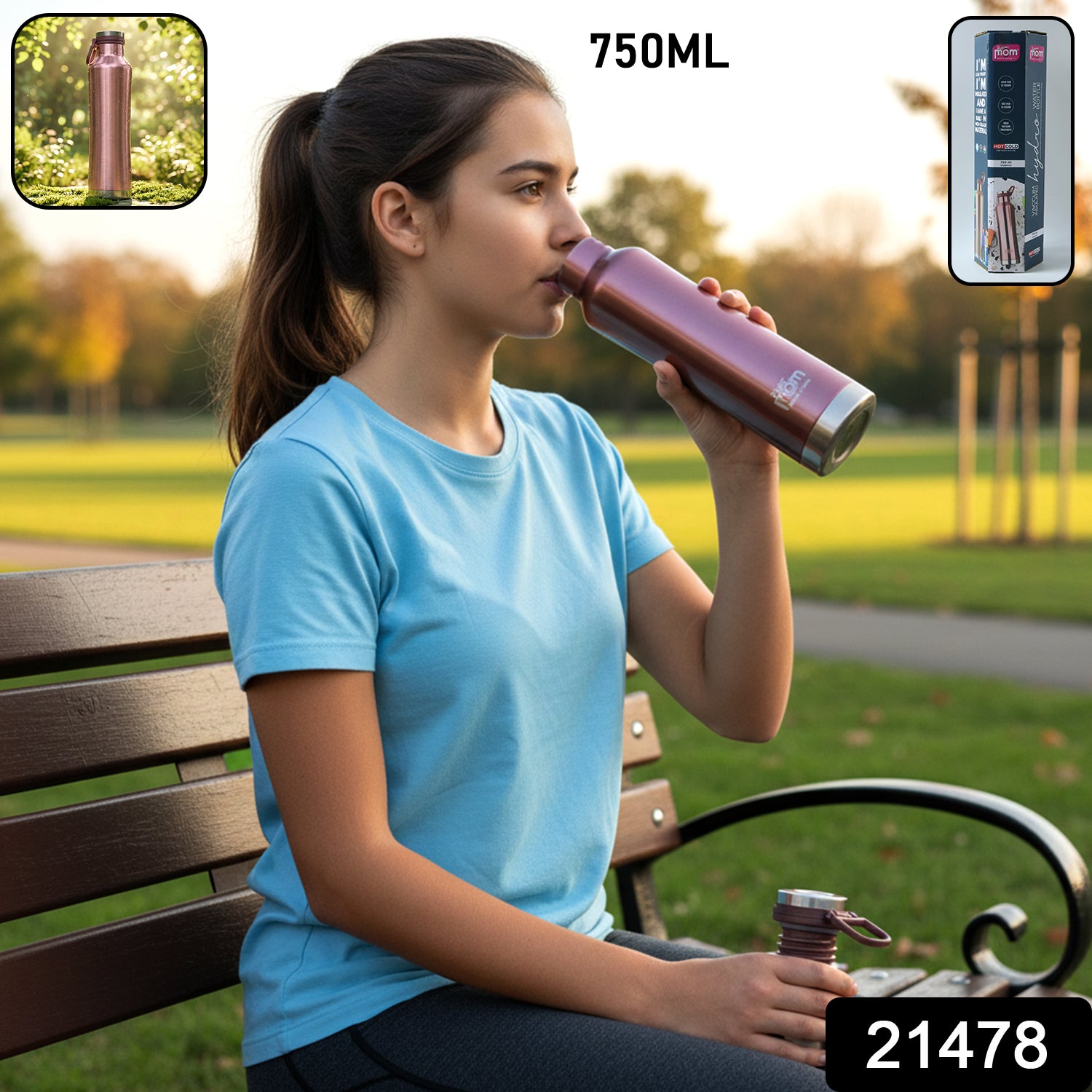 Wukusy Supermom Hydro Water Bottle 750ml with a sleek design and secure lid, perfect for staying hydrated on the go.