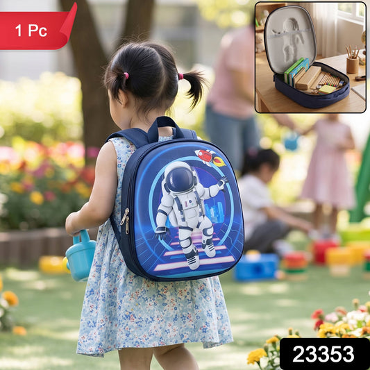 Kids astronaut print hard shell school backpack sling crossbody bag by Wukusy, featuring space-themed design and durable construction.