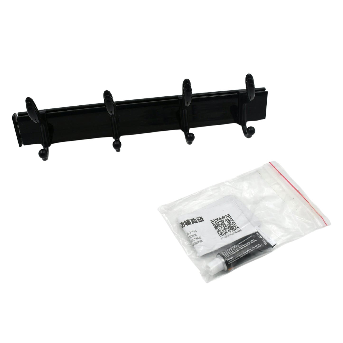 Wukusy 7570 cloth hanger wall door hooks rail with six hooks for hanging clothes, jackets, hats, mounted with eco-friendly adhesive.