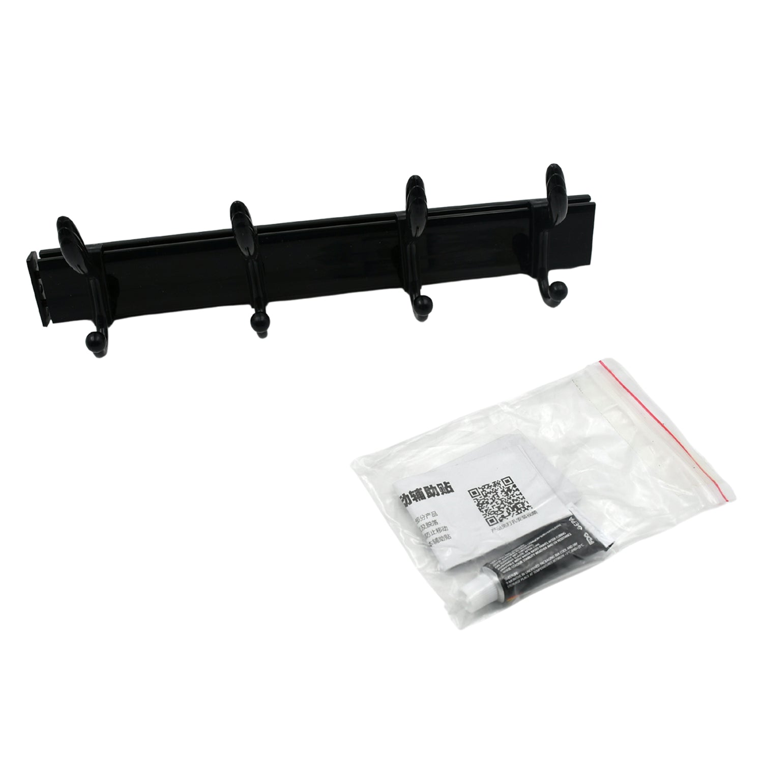 Wukusy 7570 cloth hanger wall door hooks rail with six hooks for hanging clothes, jackets, hats, mounted with eco-friendly adhesive.