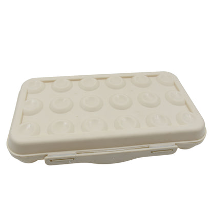 Wukusy 5727 18-grid egg holder storage container with secure buckle, shock-proof egg tray for fridge, camping, and kitchen use