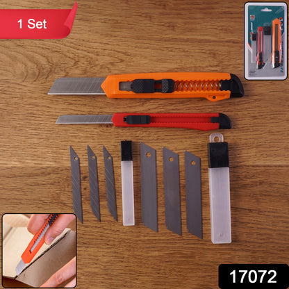 Wukusy utility knife set with durable blades for precise cutting, displayed with multiple knives and replaceable blades.