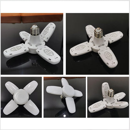 Wukusy 6179 Fan Blade LED Bulb 28V foldable fan bulb for home decor, showcasing a sleek, foldable LED fan blade design.
