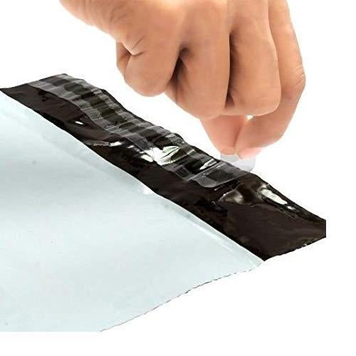 Wukusy 12x14 tamper-proof courier bags with 180 micron thickness, plain design, stacked for secure shipping, 100 pack.