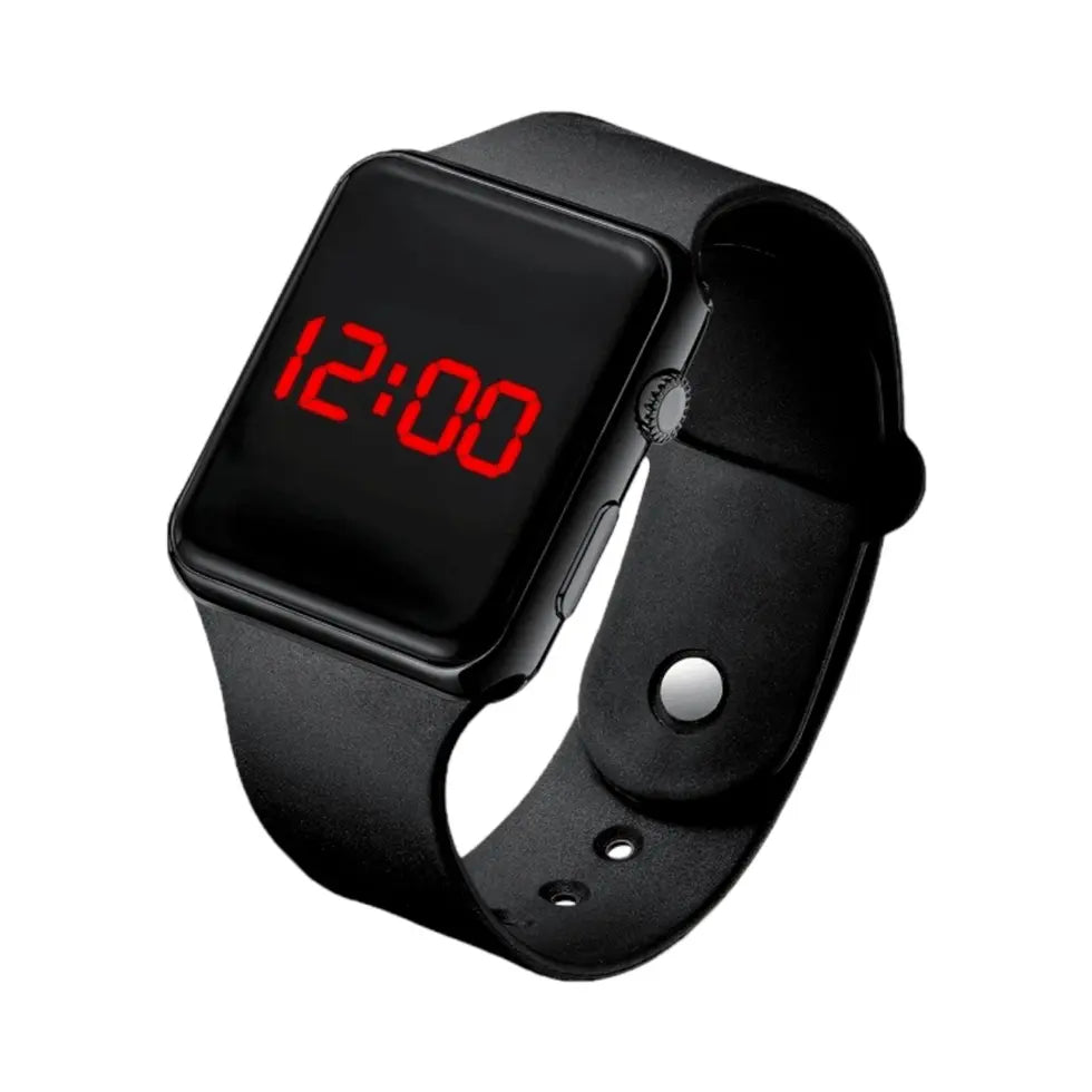 Black kids' analog watch by 9290 with a free-size strap, suitable for children and casual wear.