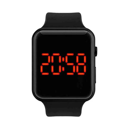 Black kids' analog watch by 9290 with a simple, free-size design and easy-to-read dial for children.