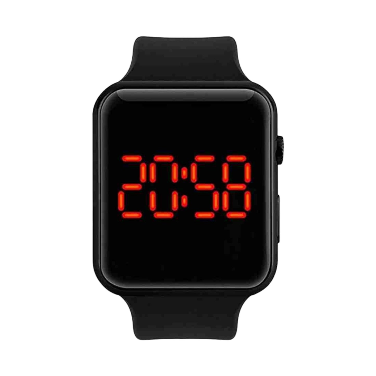 Black kids' digital watch by 9290 with a digital display, suitable for children and featuring a durable design.