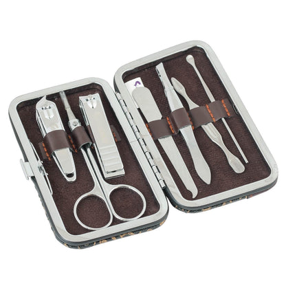 Wukusy 7-in-1 pedicure and manicure tools kit for women with various nail care tools, displayed in a compact case.