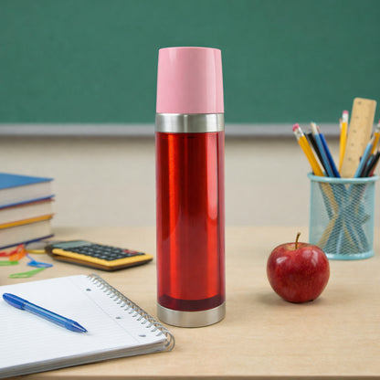 Wukusy stainless steel vacuum insulated flask bottle, 500ml, with a sleek design and leak-proof lid for hot and cold beverages.