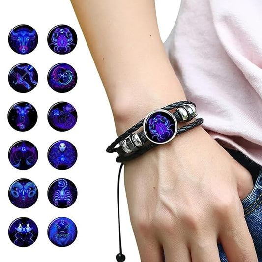 Men's Virgo zodiac constellation bracelet by 9303, featuring a silver-toned chain with Virgo star sign charm.