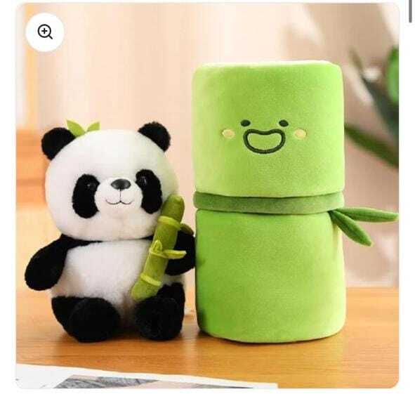 Soft panda plush clip-on toy with bamboo design, perfect for baby gear, by brand 9369.