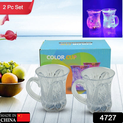 Wukusy flashing LED water sensor cups with handles, luminous for home, parties, and celebrations, set of two.