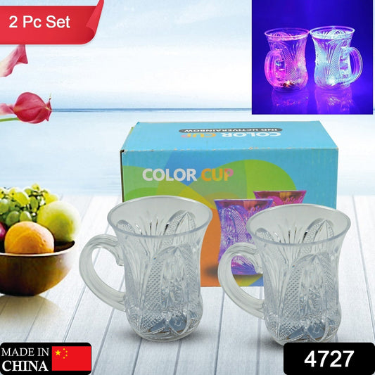 Wukusy flashing LED water sensor cups with handles, luminous for home, parties, and celebrations, set of two.
