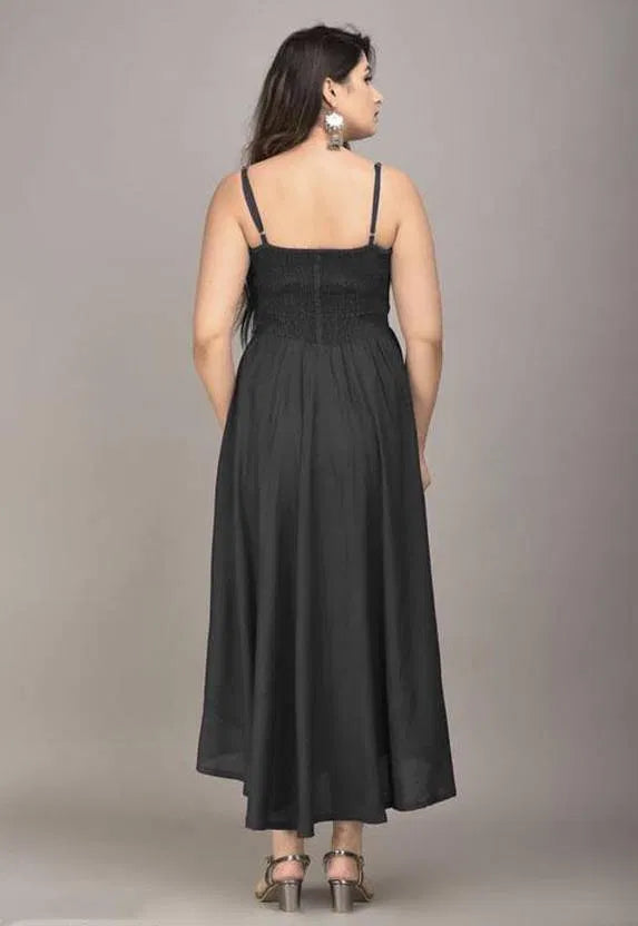 Women’s black maxi dress by 9420, full-length evening dress with flowing fabric, perfect for formal occasions and elegant styling.