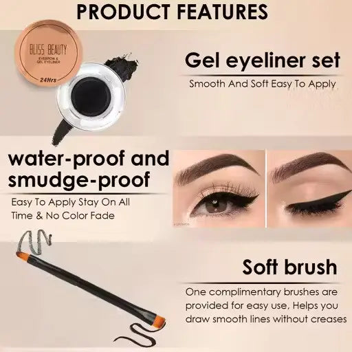 All Beauty waterproof eyebrow and gel eyeliner set by Ekom, featuring dual-ended product with brow and eyeliner in a sleek design