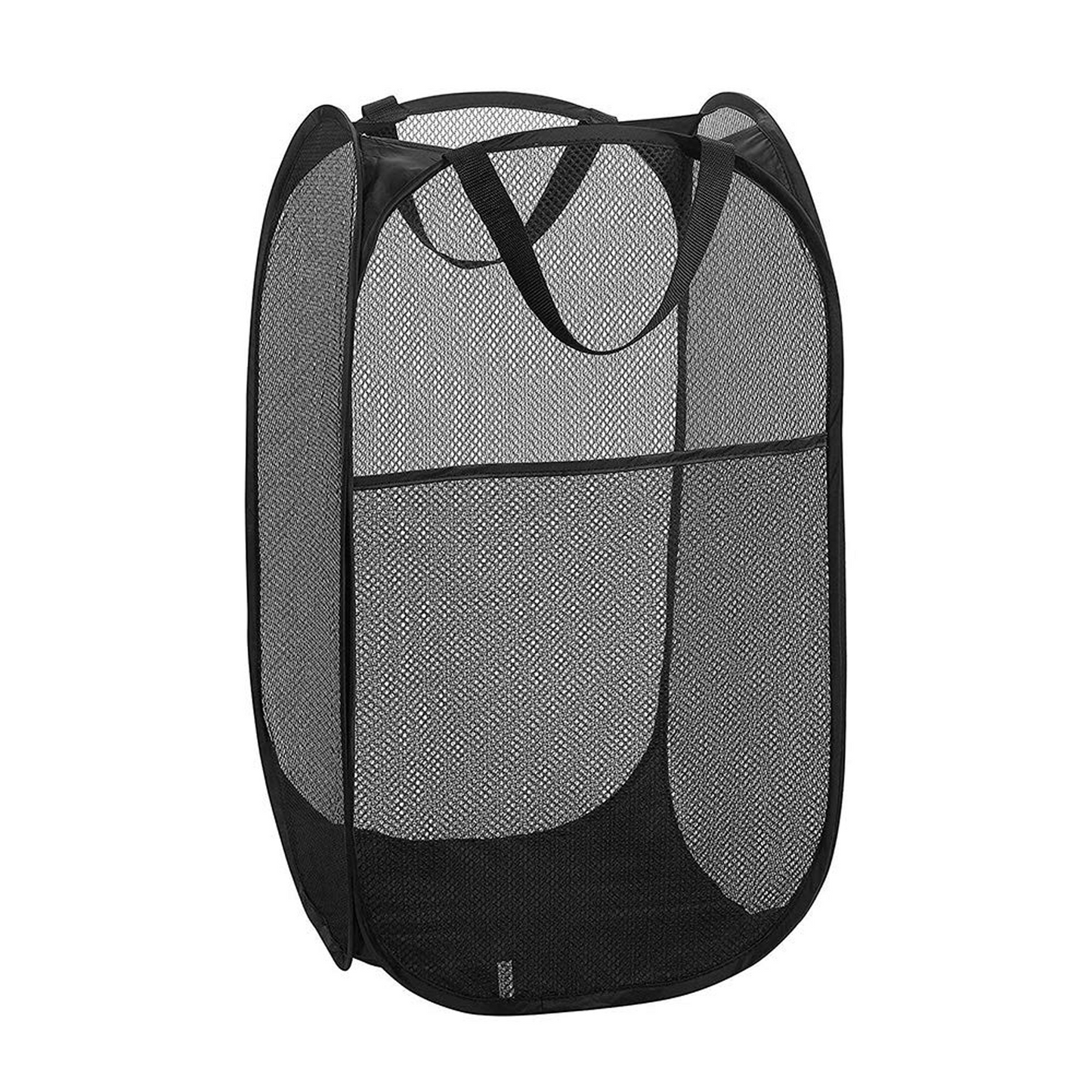 Large foldable mesh laundry basket by Wukusy, durable clothes hamper with 36x36x60cm size, breathable mesh design, foldable for storage.