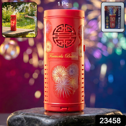 Wukusy automatic bubble machine toy with LED light effects, producing bubbles and colorful light displays.