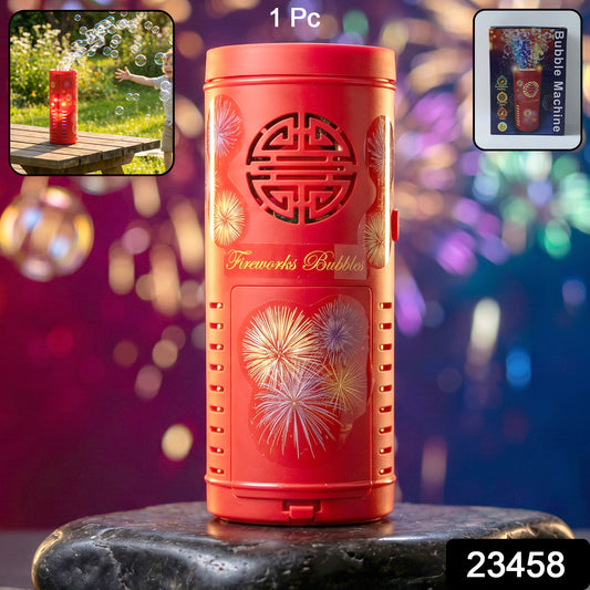 Wukusy automatic bubble machine toy with LED light effects, producing bubbles and colorful light displays.