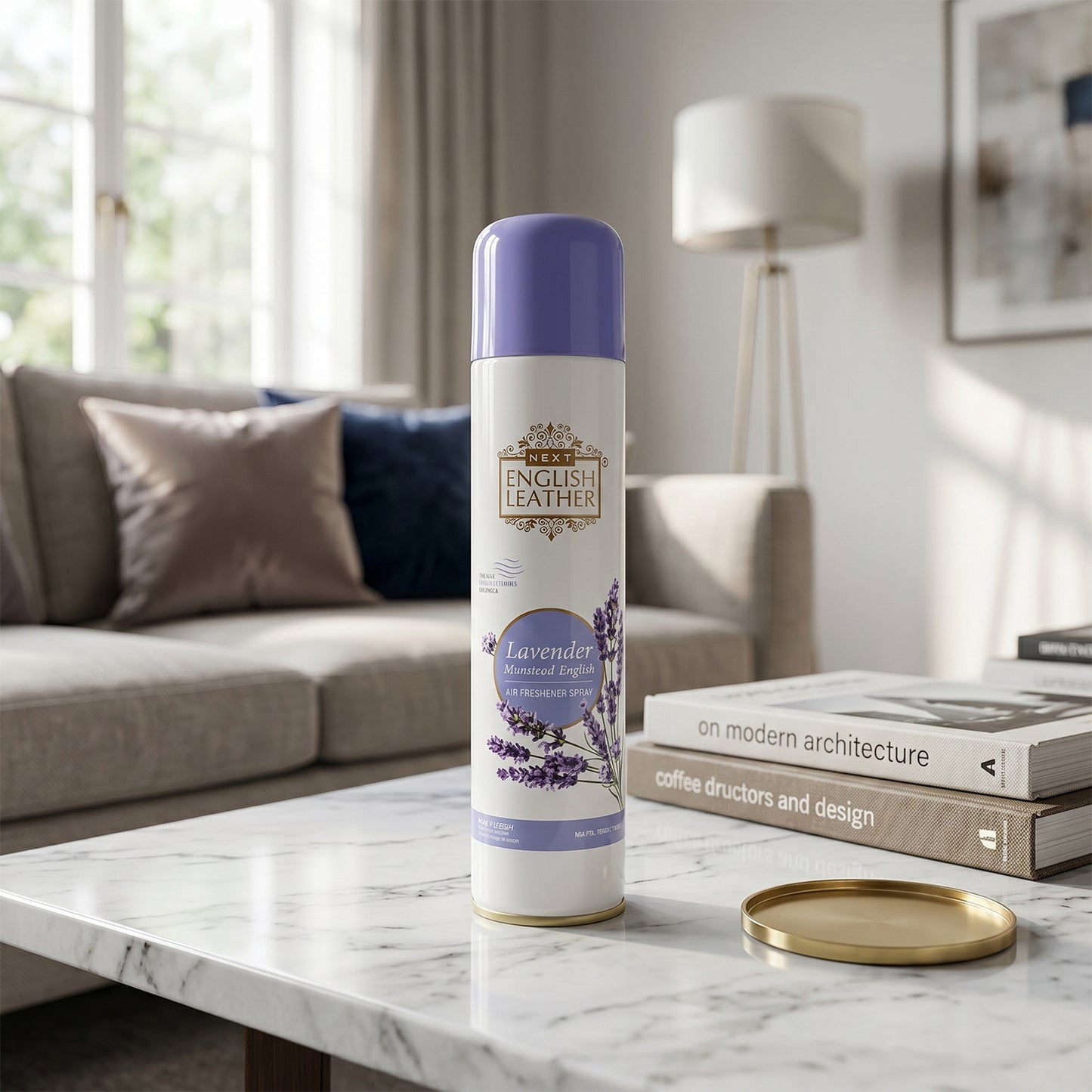 Wukusy Next English Leather lavender air freshener spray for home or office, 220ml bottle with lavender scent and leather accents