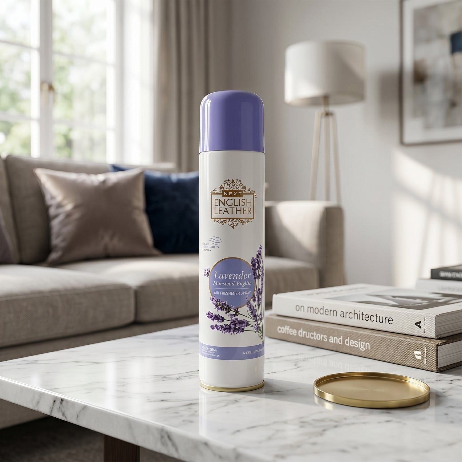Wukusy Next English Leather lavender air freshener spray for home or office, 220ml bottle with lavender scent and leather accents