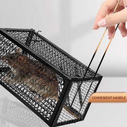 Wukusy 0365 foldable squirrel and mouse trap in a home improvement setting, showing the small live animal cage for humane catch and release