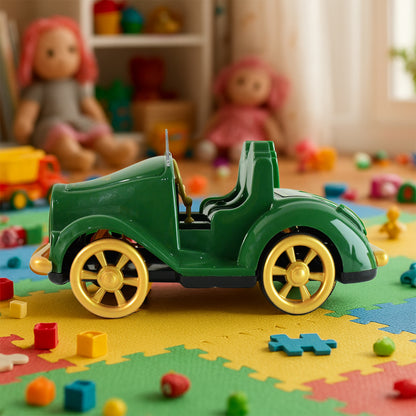 Wukusy Funwoods vintage friction-powered toy car in classic design, made of wood, with detailed vintage style and smooth wheels.