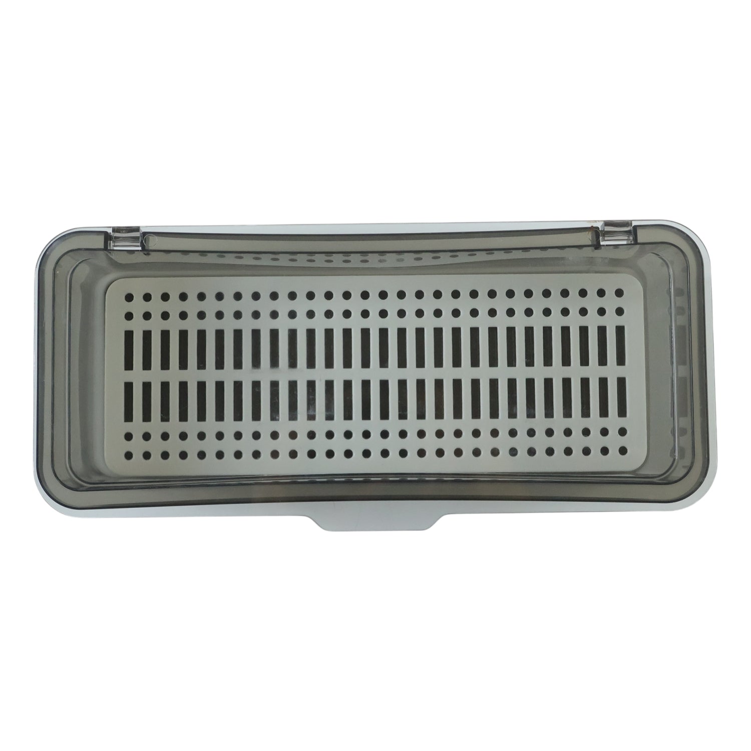 Wukusy multipurpose kitchen sink organizer tray, 27x12 cm, with compartments for utensils, sponges, and cleaning supplies.