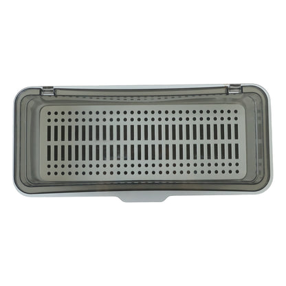 Wukusy multipurpose kitchen sink organizer tray, 27x12 cm, with compartments for utensils, sponges, and cleaning supplies.