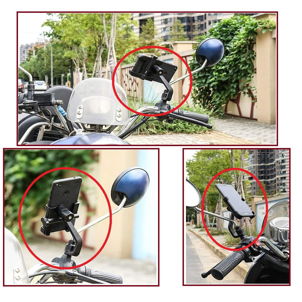 Wukusy full metal body bike and scooter mobile holder with 360-degree rotation for smartphones, GPS, and maps on bicycles and motorcycles.