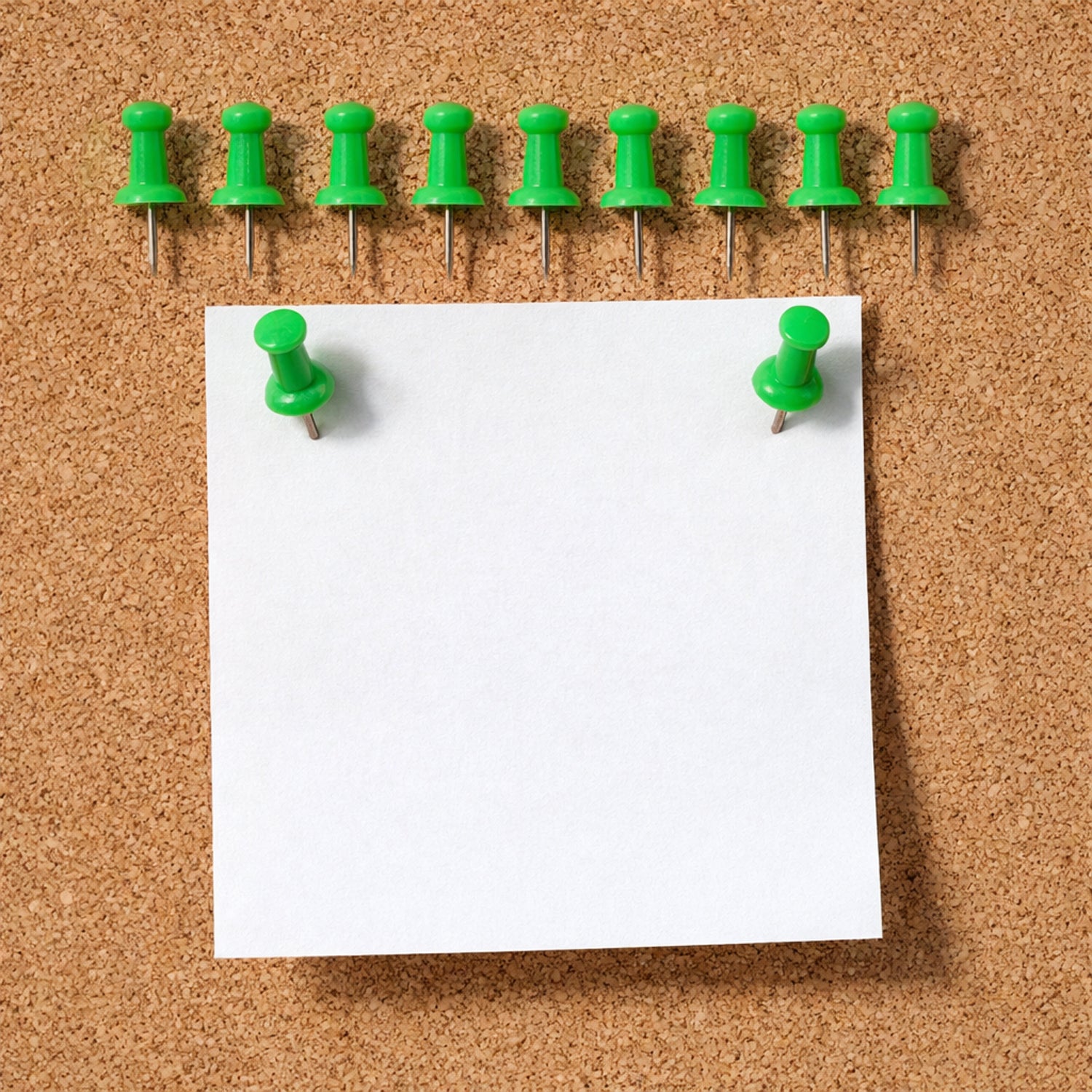 Set of 10 green plastic push pins thumb tacks for notice boards, featuring Wukusy brand, shown on a white background.