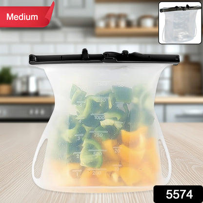 Wukusy reusable silicone food storage bag set with leakproof lock, flat bottom, ideal for freezing, sandwiches, snacks, microwave, dishwasher safe