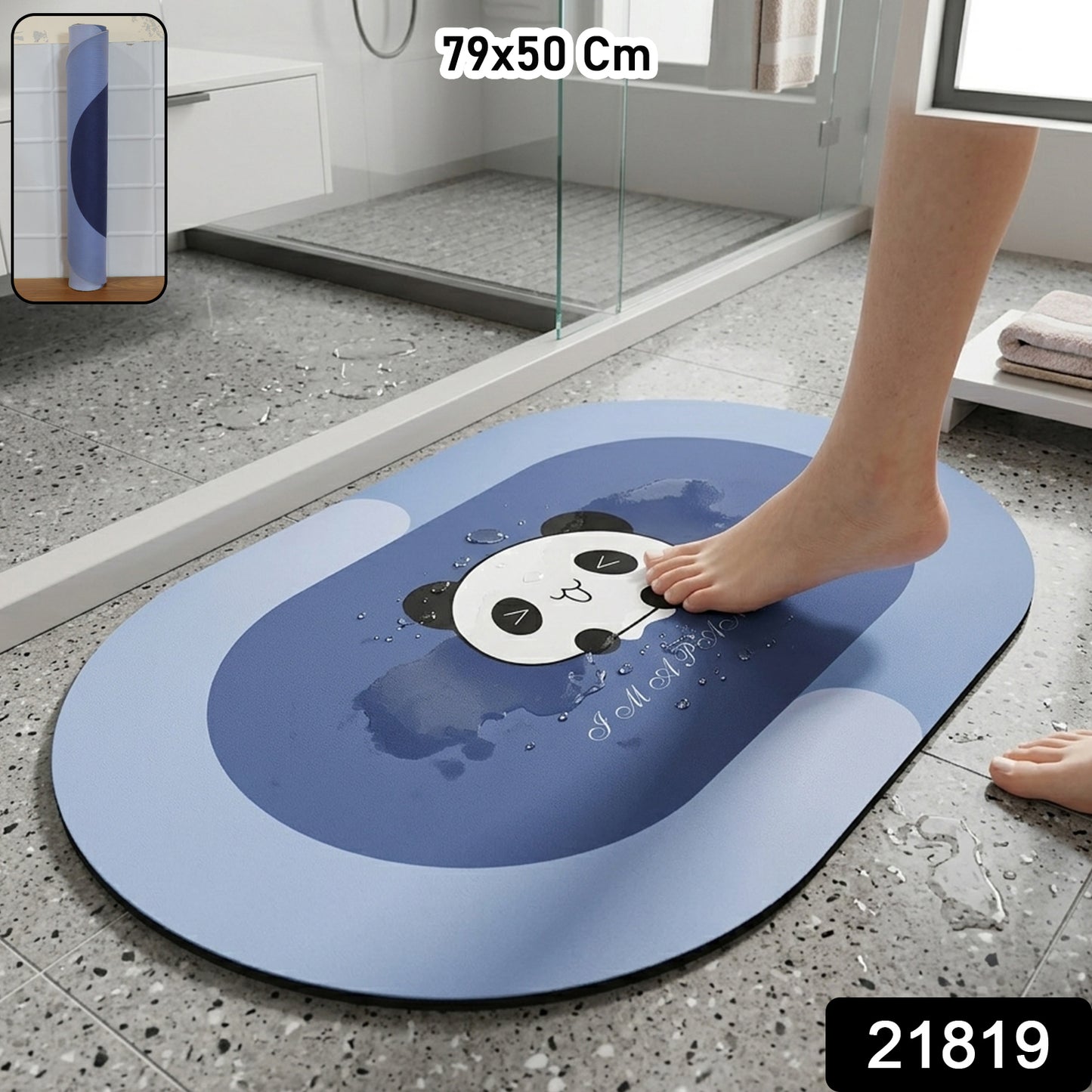 Soft anti-slip bathroom floor mat by Wukusy, 79x50 cm, with textured surface for safety and comfort in the bathroom.