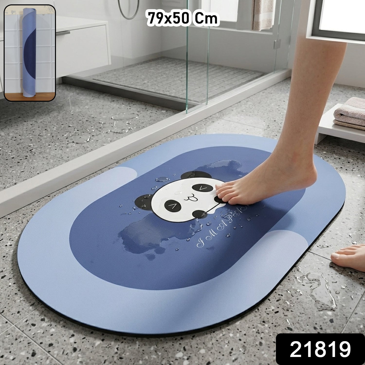 Soft anti-slip bathroom floor mat by Wukusy, 79x50 cm, with textured surface for safety and comfort in the bathroom.