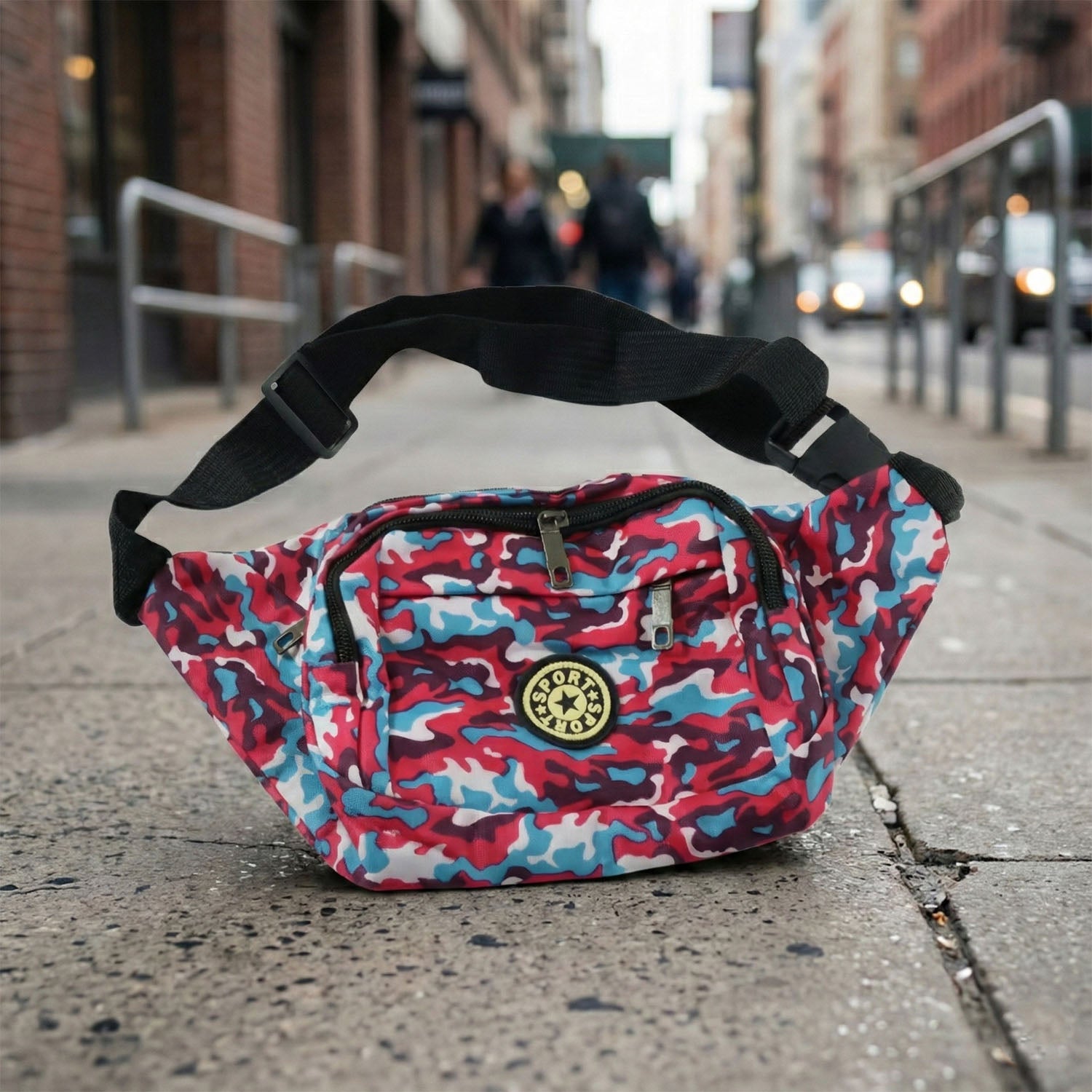 Wukusy stylish multi-purpose waist bag and cross-body sling pouch with adjustable strap and multiple compartments.