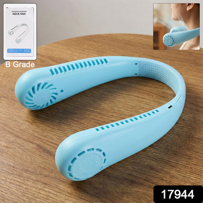 Wukusy B Grade rechargeable hanging neck fan with adjustable air vents, lightweight design, and ergonomic fit for personal cooling.