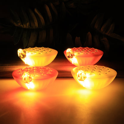 Set of 4 Wukusy Lotus Canopy LED decorative lamps for home decor, featuring floral-inspired designs with soft glowing light.
