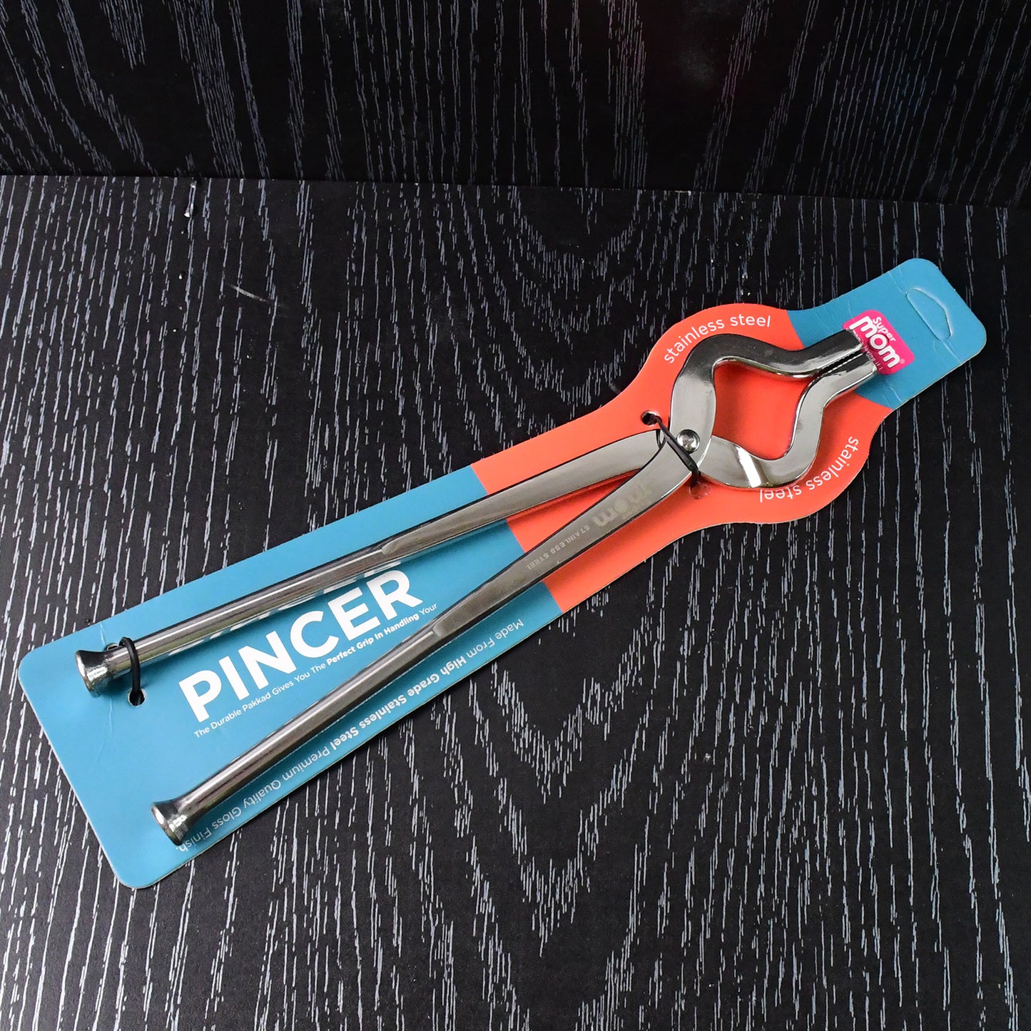 Wukusy Supermom stainless steel full round pincer for kitchen use, featuring a sleek design and sturdy construction.