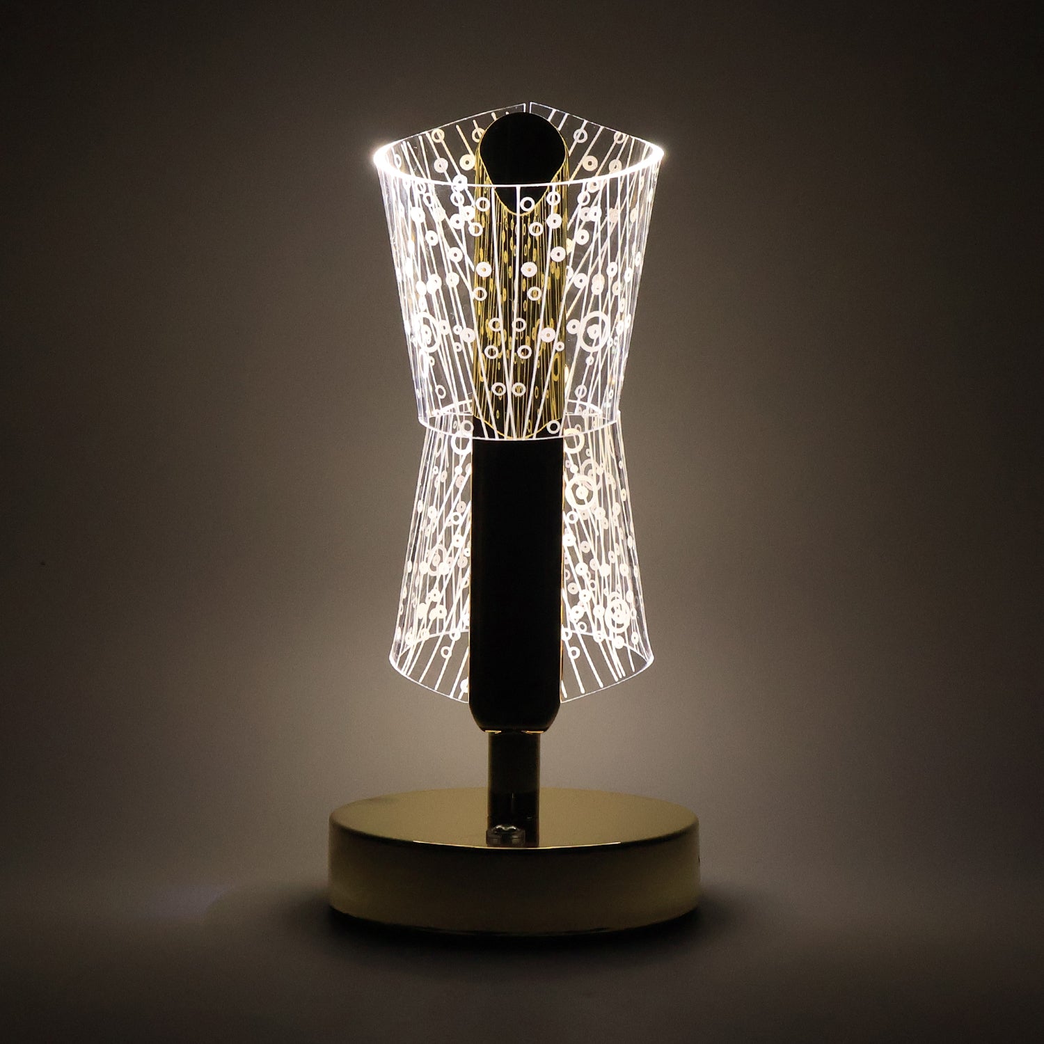 Wukusy luxury crystal LED double shade table lamp with elegant home decor design, featuring shimmering crystal accents and warm lighting