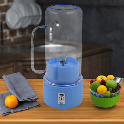 Wukusy portable electric juicer with handle, 500ml capacity, stainless steel blades, USB rechargeable, ideal for home and kitchen use.