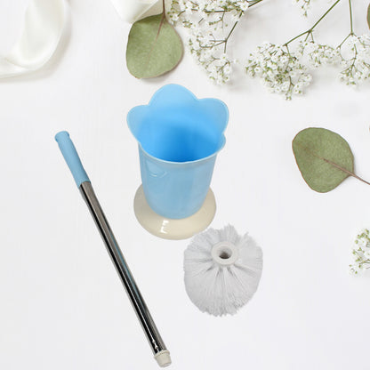 Wukusy premium plastic toilet brush with holder stand, suitable for Western and Indian toilets, used for bathroom cleaning.