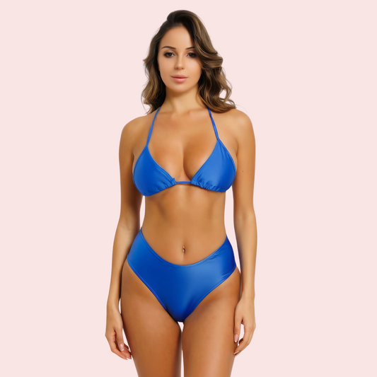 Royal blue high-cut bikini bottom by Snazzyway, featuring a sleek, fitted design and smooth fabric for a stylish swimwear look.