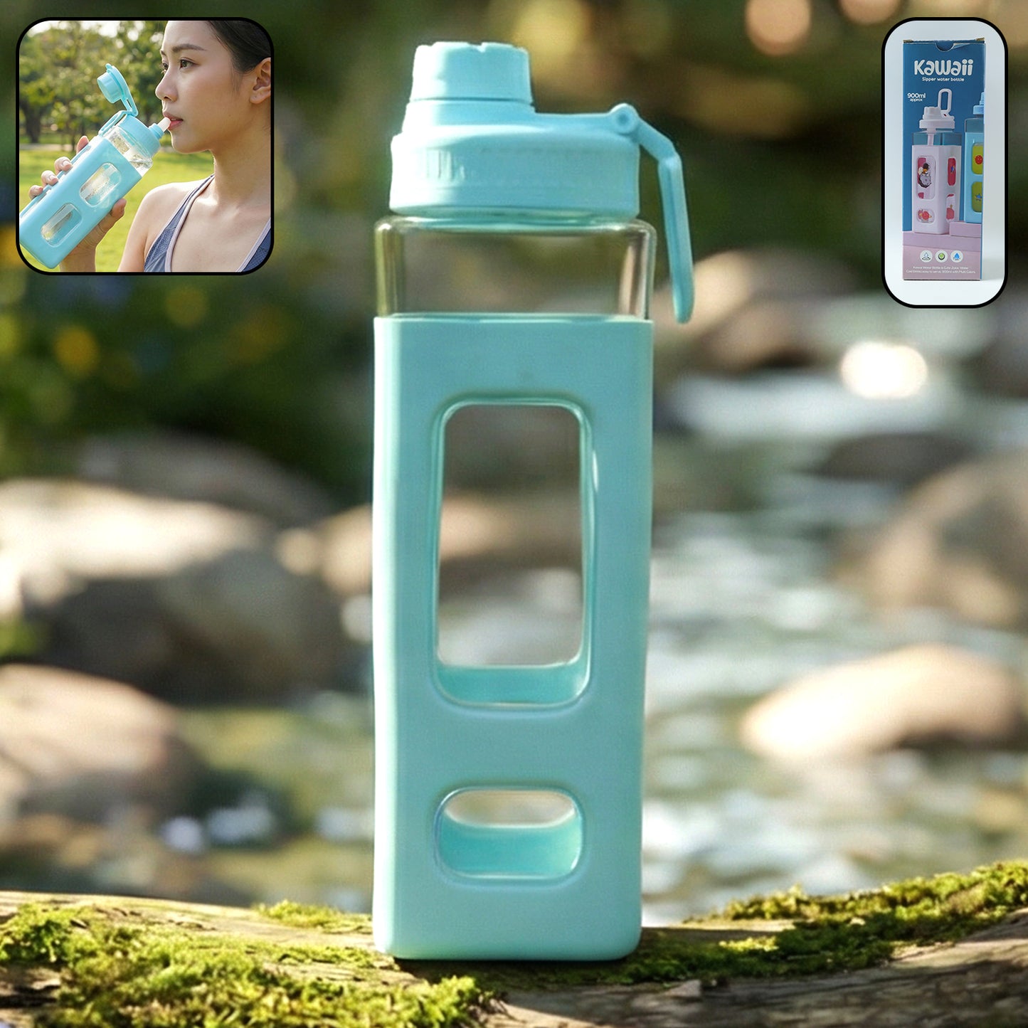 Wukusy premium 900ml leak-proof plastic water bottle with a sleek design and secure lid, suitable for daily hydration.