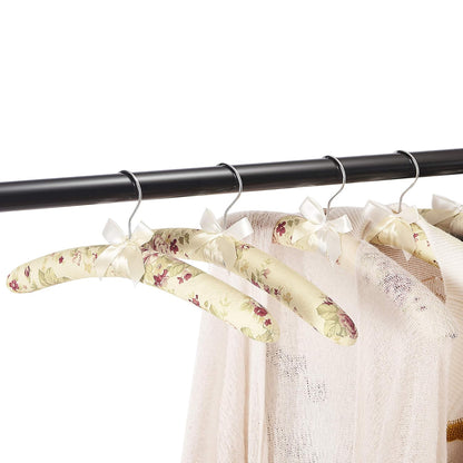 Wukusy premium padded floral clothes hanger, single, with cushioned padding and floral fabric design, ideal for delicate garments.