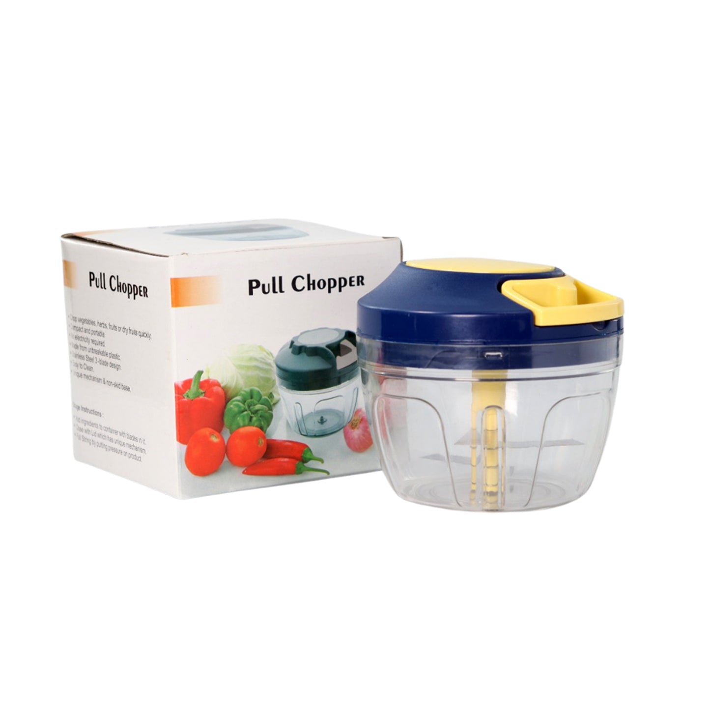 Wukusy 0089 vegetable chopper with 4 blades for effortless chopping of fruits and vegetables in kitchen, 650ml capacity.
