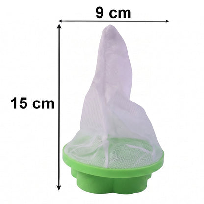 Wukusy washing machine floating hair lint catcher with reusable mesh flower filter in use inside a washing machine.